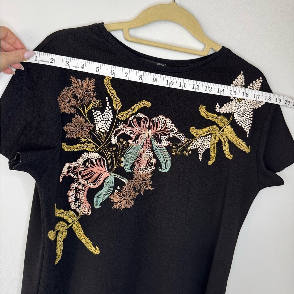 Zara Black Embellished Short Sleeve Tee - Picture 13 of 13